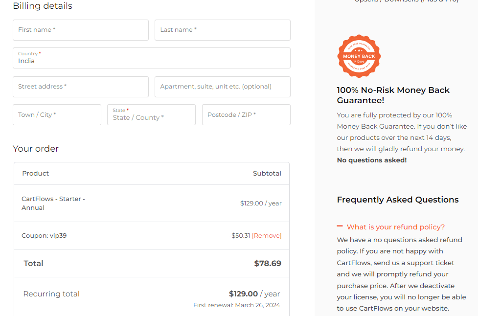 CartFlows- fill yuor account details CartFlows- fill yuor account details