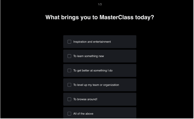 MasterClass- Select your course