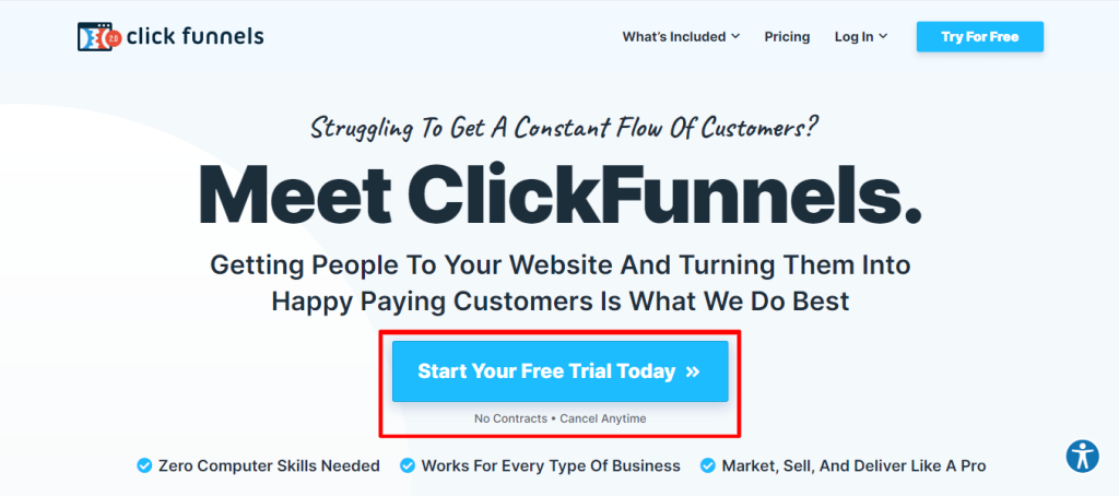 clickFunnels- Click on free trial