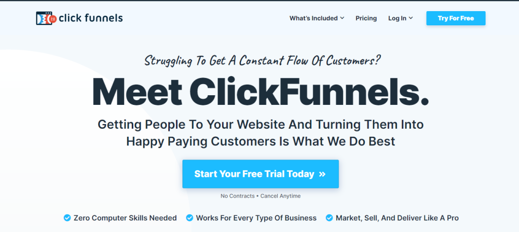 clickFunnels official page
