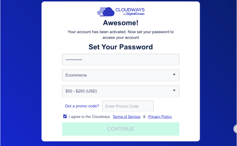 Cloudways-create a new password 