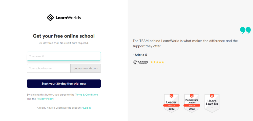 LearnWorld - Create an account