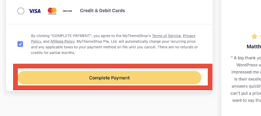 ThemeShop- Click on complete payment details