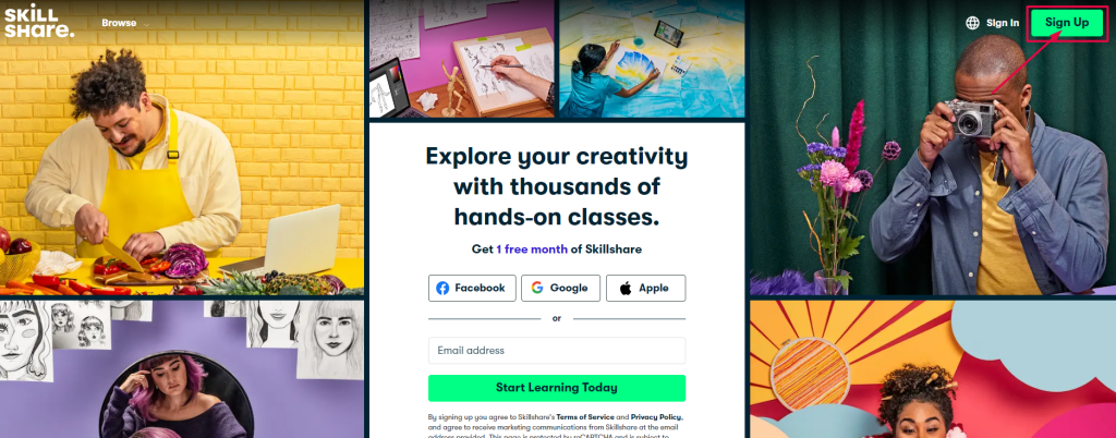 Skillshare - Click on Sign up