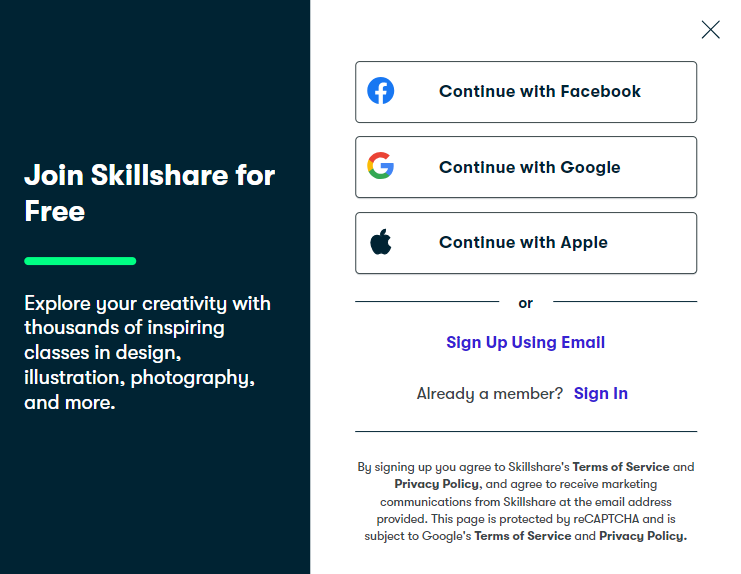 Skillshare - Sign up Process 