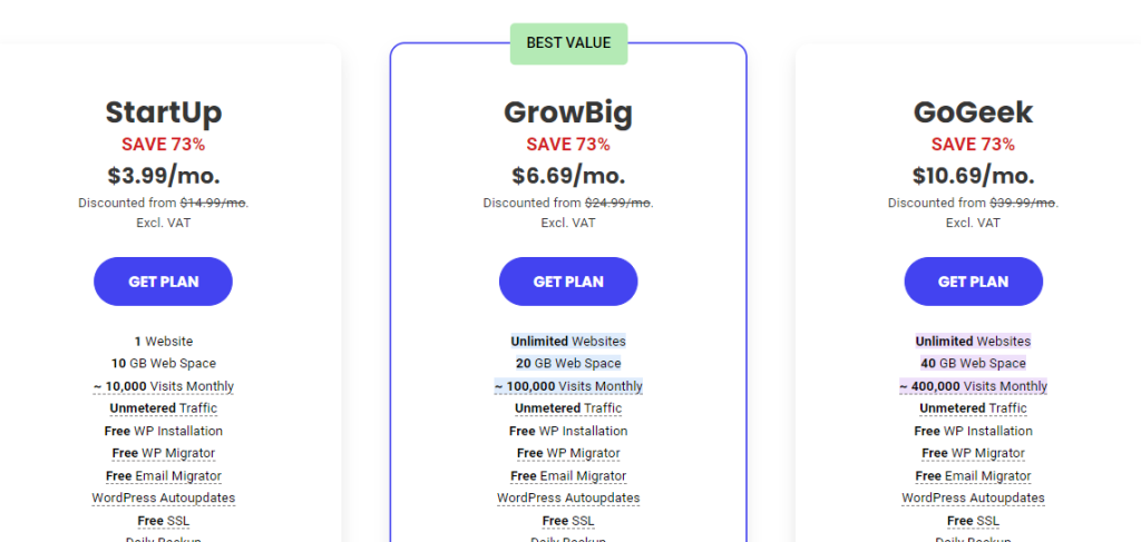 SiteGround Pricing Plans