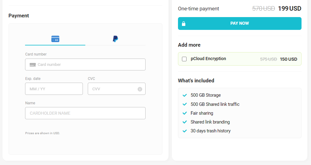 pCloud - billing details