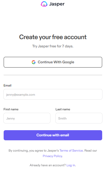Create Your Free Jasper AI Account
