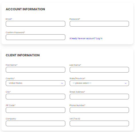 Enter Your Account & Client Information