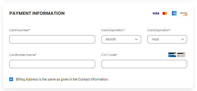 Enter Your Payment Information